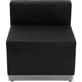 Flash Furniture Armless Modular Lounge Chair - Leather - Black - Hercules Alon Series 803-CHAIR-BK-GGZB-