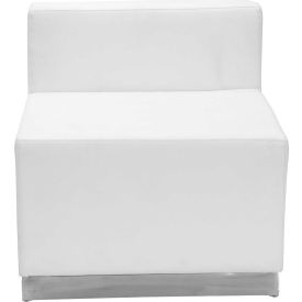 Flash Furniture Armless Modular Lounge Chair - Leather - Melrose White - Hercules Alon Series 803-CHAIR-WH-GGZB-