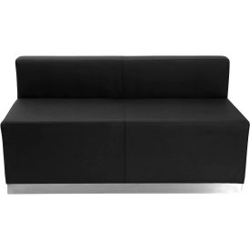 Flash Furniture Armless Modular Loveseat - Leather - Black - Hercules Alon Series 803-LS-BK-GGZB-