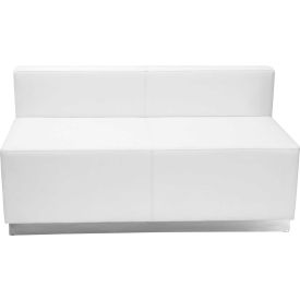 Flash Furniture Armless Modular Loveseat - Leather - White - Hercules Alon Series 803-LS-WH-GGZB-