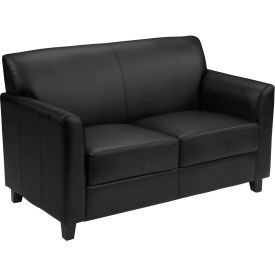 Leather Guest Loveseat - Black - Hercules Diplomat Series 827-2-BK-GGBT-