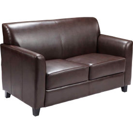 Leather Guest Loveseat - Brown - Hercules Diplomat Series 827-2-BN-GGBT-