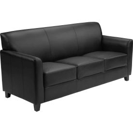 Leather Guest Sofa - Black - Hercules Diplomat Series 827-3-BK-GGBT-