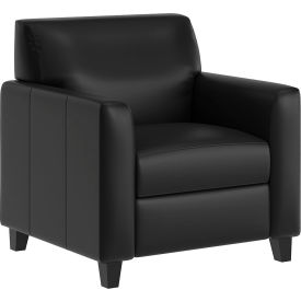Flash Furniture® Agent LeatherSoft Reception Chair Black 827U-1-BK-GGBT-