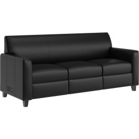 Flash Furniture® Agent LeatherSoft Reception Sofa Black 827U-3-BK-GGBT-
