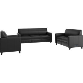 Flash Furniture® Agent 3 Piece LeatherSoft Reception Set Black 827U-SET-BLK-GGBT-