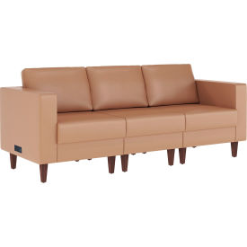 Flash Furniture® Hercules Artemis Cognac LeatherSoft Reception Sofa Brown 8921-3S-COGNAC-GGZB-