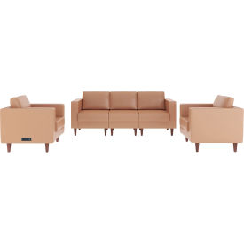 Flash Furniture® Hercules Artemis 3 Piece Cognac LeatherSoft Sofa and 2 Chair Set Brown 8921-SET3-COGNAC-GGZB-