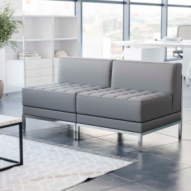Flash Furniture HERCULES Imagination Series 2 Piece LeatherSoft Waiting Room Lounge Set Gray IMAG-MIDCH-2-GY-GGZB-