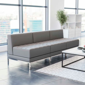 Flash Furniture HERCULES Imagination Series 3 Piece LeatherSoft Waiting Room Lounge Set Gray IMAG-MIDCH-3-GY-GGZB-