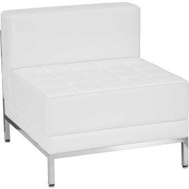 Flash Furniture Modular Middle Lounge Chair - Leather - Melrose White - Hercules Imagination Series IMAG-MIDDLE-WH-GGZB-
