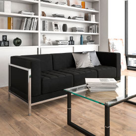 Contemporary Modular Lounge Sofa - Leather - Black - Hercules Imagination Series IMAG-SOFA-GGZB-