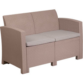 Flash Furniture All-Weather Faux Rattan Loveseat - Light Gray with Light Gray Cushions -SF2-2-GGDAD