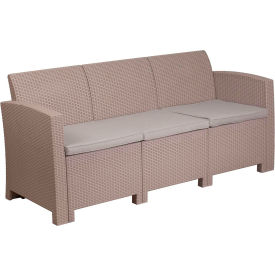 Flash Furniture All-Weather Faux Rattan Sofa - Light Gray with Light Gray Cushions -SF2-3-GGDAD