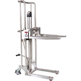 Stainless Steel Foot Pedal Fork Lift Truck with Adjustable Forks - 880 Lb. Capacity G4180PJS
