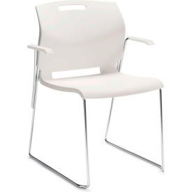 Global™ Stacking Chair with Arms - Plastic - Ivory Clouds - Popcorn Series 0-CH-IVC671