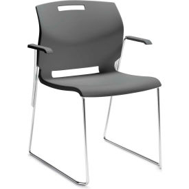 Global™ Stacking Chair with Arms - Plastic - Shadow Gray - Popcorn Series 0-CH-SHW671