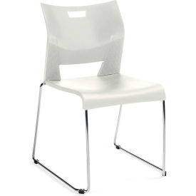 Global™ Armless Molded Stacking Chair with Sled Base - Plastic - Ivory Clouds - Duet Series 1CH-IVC662