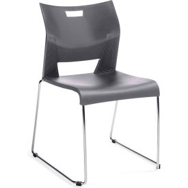 Global™ Armless Molded Stacking Chair with Sled Base - Plastic - Shadow Gray - Duet Series 1CH-SHW662