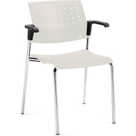 Global™ Stacking Chair with Arms - Plastic - Ivory Clouds - Sonic Series 3CH-IVC651