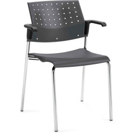 Global™ Stacking Chair with Arms - Plastic - Platinum - Sonic Series 3CH-PLT651