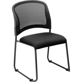 Interion® Stacking Chair With Mid Back Fabric Black 437A277 - Pkg Qty 4