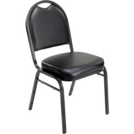 Interion® Banquet Chair With Round Back Vinyl Black 493695 - Pkg Qty 4