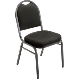 Interion® Banquet Chair With Round Back Fabric Black 494695 - Pkg Qty 4
