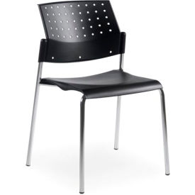 Global™ Armless Stacking Chair - Plastic - Black - Sonic Series 8CH-BK/BK650
