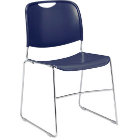 Interion® Stacking Chair With Mid Back Plastic Navy 9424B44 - Pkg Qty 4