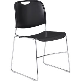 Interion® Stacking Chairs With Mid Back Plastic Black 9432B44 - Pkg Qty 4