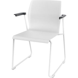 Interion® Stacking Lounge Chair with Fixed Armrest Polypropylene White 2/Pack 95267B31
