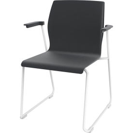 Interion® Stacking Lounge Chair with Fixed Armrest Polypropylene Black 2/Pack 95268B31