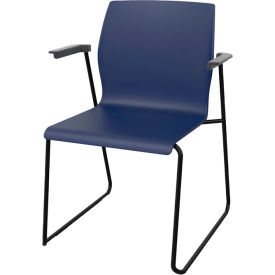Interion® Stacking Lounge Chair with Fixed Armrest Polypropylene Navy 2/Pack 95269B31