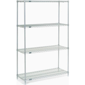 Nexel® 4 Shelf Stainless Steel Wire Shelving Unit Starter 48