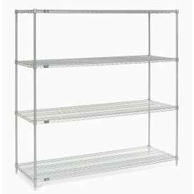 Nexel® 4 Shelf Stainless Steel Wire Shelving Unit Starter 54