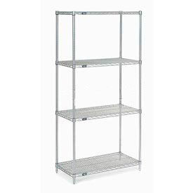 Nexel® 4 Shelf Stainless Steel Wire Shelving Unit Starter 48
