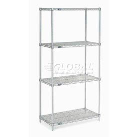 Nexel® 4 Shelf Stainless Steel Wire Shelving Unit Starter 36