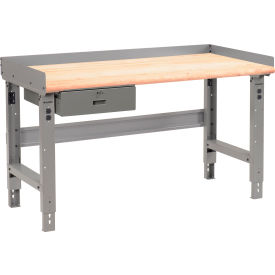 GoVets™ 48 x 30 Adj Height Workbench w/Drawer Gray- Maple Safety Edge Top 077AGY319