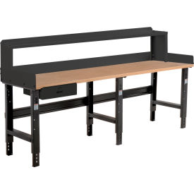 GoVets™ 96 x 30 Adj Height Workbench w/Drawer&Riser Black- Shop Top Square Edge Top 082BBK319