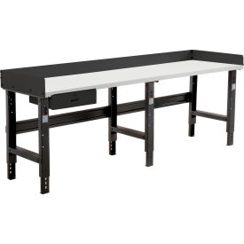 GoVets™ 96 x 30 Adj Height Workbench w/Drawer Black- Plastic Laminate Square Top 084ABK319