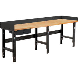 GoVets™ 96 x 30 Adj Height Workbench w/Drawer Black- Maple Square Edge Top 085ABK319