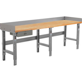GoVets™ 96 x 30 Adj Height Workbench w/Drawer Gray- Maple Square Edge Top 085AGY319