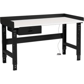 GoVets™ 72 x 30 Adj Height Workbench w/Drawer Black- ESD Safety Edge Top 226ABK250