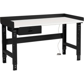 GoVets™ 72 x 36 Adj Height Workbench w/Drawer Black- ESD Safety Edge Top 227ABK250