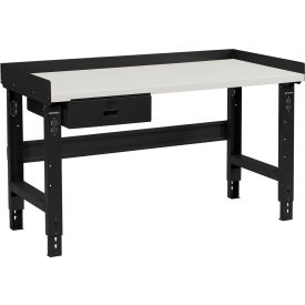 GoVets™ 72 x 36 Adj Height Workbench w/Drawer Black- Plastic Laminate Square Top 427ABK601