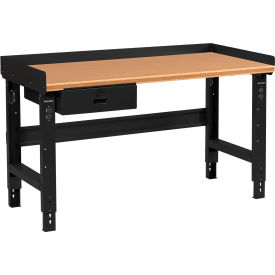 GoVets™ 72 x 30 Adj Height Workbench w/Drawer Black- Shop Top Safety Edge Top 985ABK183