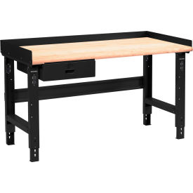 GoVets™ 60 x 30 Adj Height Workbench w/Drawer Black- Maple Safety Edge Top 987ABK183