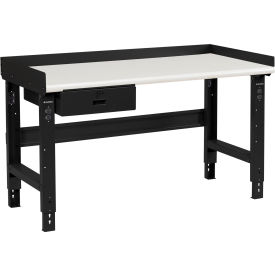 GoVets™ 60 x 30 Adj Height Workbench w/Drawer Black- Plastic Laminate Safety Top 990ABK183