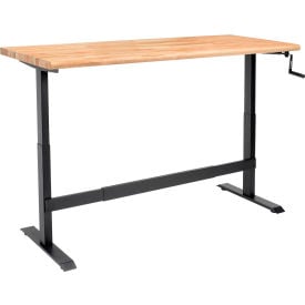 GoVets™ Hand-Crank Adjustable Height Workbench Maple Safety Edge 72